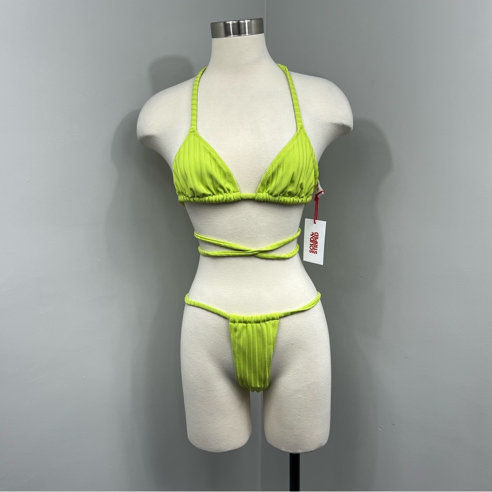 Solid and Striped‎ Lime Bikini Set